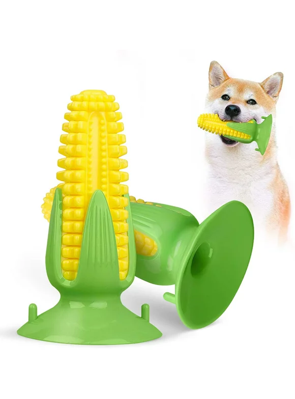 Dog Toothbrush Chew Toys, Corn Cob Dog Floats On Water For Interactive Toys,Molar Stick Bite-Resistant Toothbrush Dog Toy , Chewing and Teeth Cleaning Dog Toy