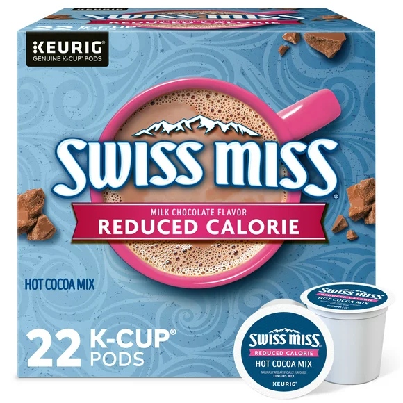 Swiss Miss Reduced Calorie Hot Cocoa, Keurig Single Serve K-Cup Pods, 22 Ct