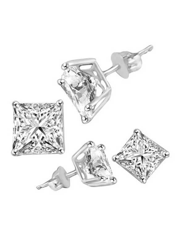 Diamond Essence Stud Earrings with Princess cut Stones - SEE1513 - 2 Carat