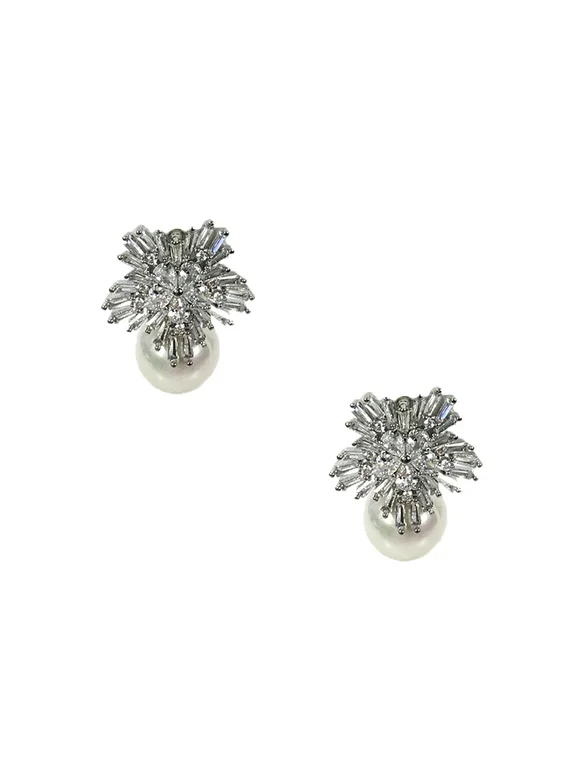 Jewelry Collection Bea Crystal Cluster Simulated Pearl Stud Earrings