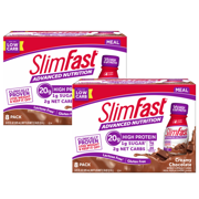 (2 pack) SlimFast Advanced Nutrition High Protein Meal Replacement Shakes, Creamy Chocolate, 11 Fl Oz, 8 Ct