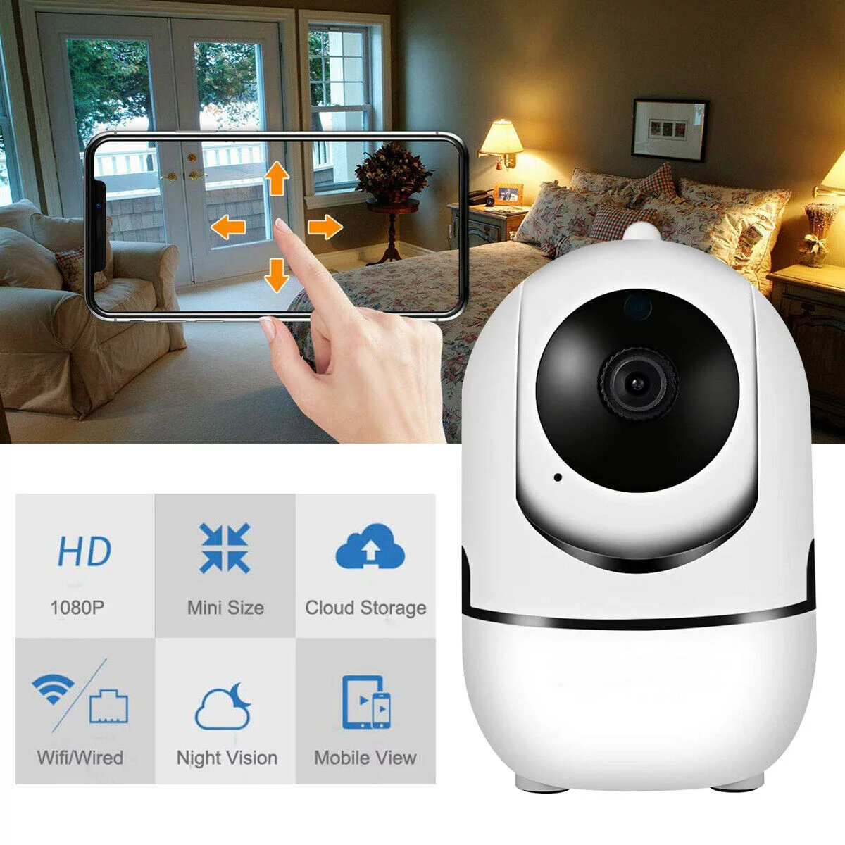 LNKOO 1080P Pet Camera Indoor Security Camera with Two-Way Audio, Motion Detection, Night Vision for Pet/Baby/Nanny/Elderly Compatible with iOS&Android