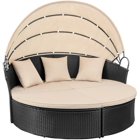 Vineego Patio Furniture Outdoor Round Daybed with Retractable Canopy Wicker Rattan Separated Seating Sectional Sofa for Patio Lawn Garden Backyard Porch Pool