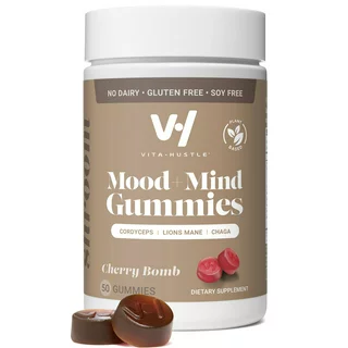 VitaHustle Mood + Mind Gummy Supplement with  Chaga, Reishi Mushrooms, 50 Count