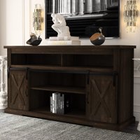 Amolife 52'' TV Stand and Entertainment Center with Sliding Barn Doors and Adjustable Shelves, Espresso