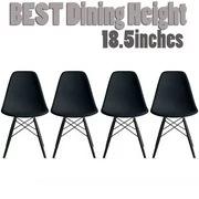 2xhome - Set of 4 Black - Plastic Side Black Dark Wood Legs Eiffel Dining Room Chair - Lounge Chair No Arm Armless Less Chairs Seats Molded Plastic