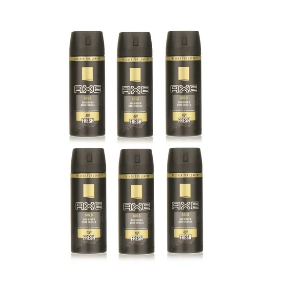 Axe Mens Deodorant, Body Spray, Gold,  Fragrance, 150ml, 5.07oz, 6 Pack