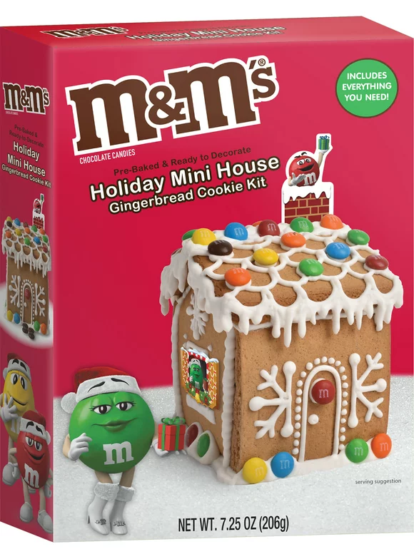 M&M's Holiday Mini House Gingerbread Cookie Kit, 1 Kit, 7.25 Ounces