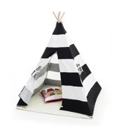 Ktaxon Canvas Childrens Play Tent Portable Teepee Tent Kids Playhouse Sleeping Dome Black & White Stripe
