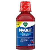 Vicks NyQuil, Nighttime Cold & Flu Symptom Relief, Cherry, 12 fl oz