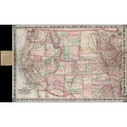 LAMINATED POSTER Colton's Map of the States and Territories West of the Mississippi River to the Pacific Showing the Overland Routes, Projected Railroad Lines &c . . . 1872 POSTER PRINT 20 x 30
