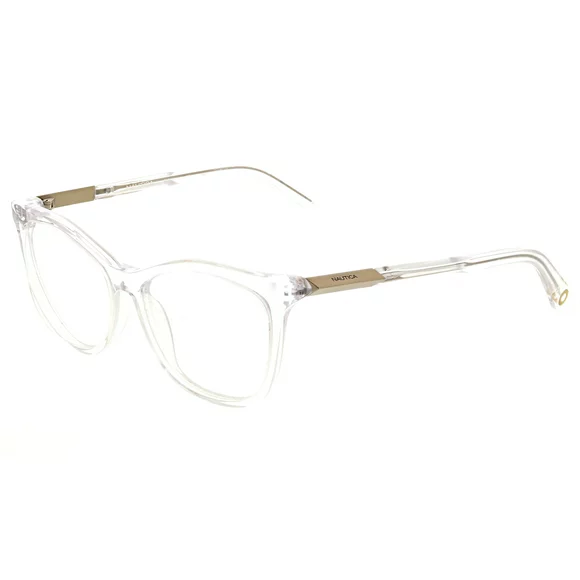 Nautica Women's Cat Eye Eyeglasses, NLO5001, Crystal, 53-15-140, with Case