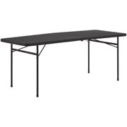 (2-Pack) Mainstays 6 Foot Bi-Fold Plastic Folding Table, Black