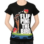 Women's: Angry Birds - Bird Flip Apparel Womens T-Shirts - Black