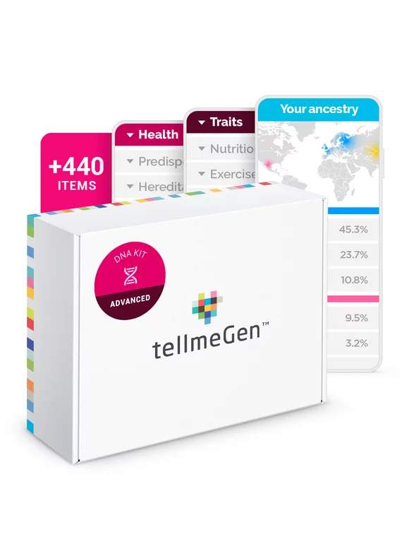 tellmeGen DNA Test Advanced | 400 Health, Traits, Wellness & Ancestry Reports | All Fees Included