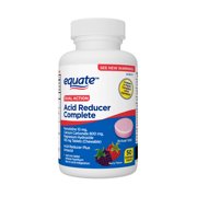 Equate Dual Action Acid Reducer Complete: Famotidine 10 mg/Calcium Carbonate 800 mg/Magnesium Hydroxide, 165 mg Chewable Tablets, Berry Flavor, 50 Count