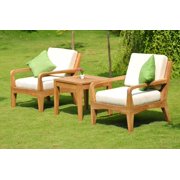 WholesaleTeak Outdoor Patio Grade-A Teak Wood 3 Piece Teak Sofa Lounge Chair Set - 2 Lounge Chairs And 1 Square End Table - Furniture only - Noida COLLECTION #WMSSNO1