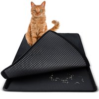Paws & Pals Cat Litter Mat Double Layer Clean Protective Non-Slip, Black