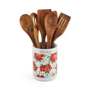 The Pioneer Woman 6-piece Crock and Wooden Tool Set in Vintage Floral
