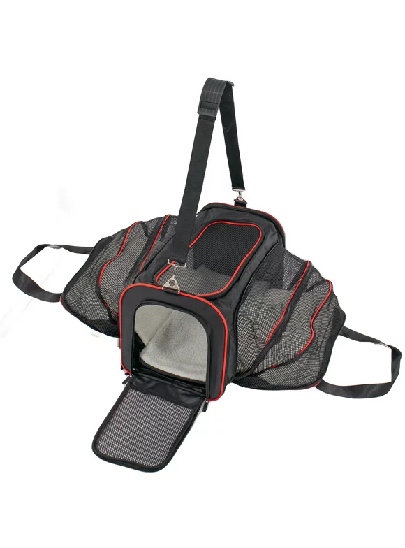 Pet Carrier Expandable for Cats, Dogs, and Small Animals - Airline Travel-Ready TSA Approved - 4 Sided, Expandable, Breathable, Collapsible, Removable Fleece Pad, Multiple Pockets for Travel