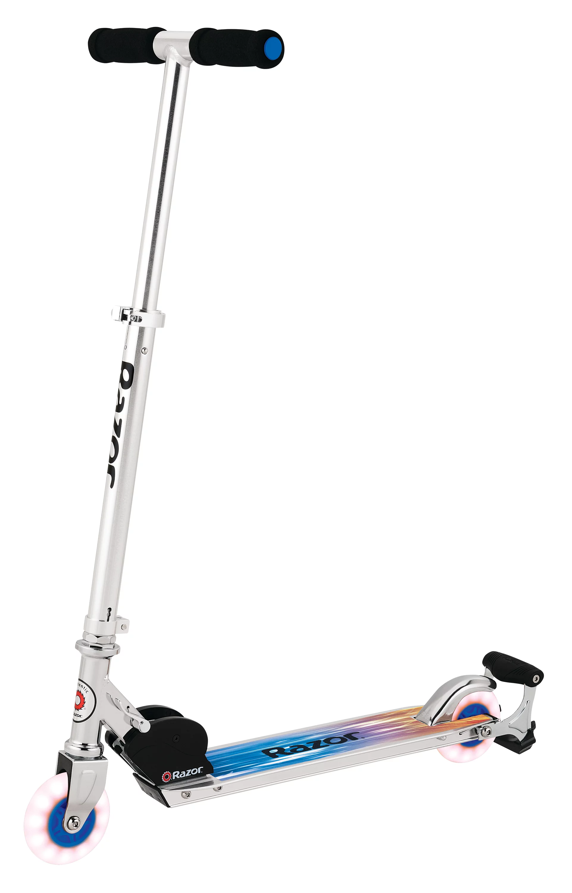 Razor Spark Ultra Kick Scooter with Super Bright LED Wheels Orange, Blue and Red
