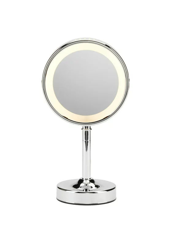 Conair Double-Sided Lighted Vanity Mirror, 1x / 5x Magnification, Chrome, BE152WX
