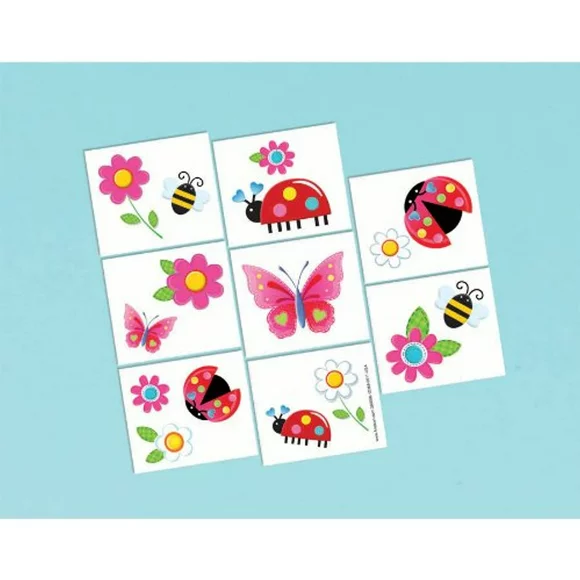 Garden Girl Butterfly Flower Ladybug Kids Birthday Party Favor Temporary Tattoos