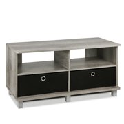 Furinno Entertainment Center with Two Drawers, French Oak Grey