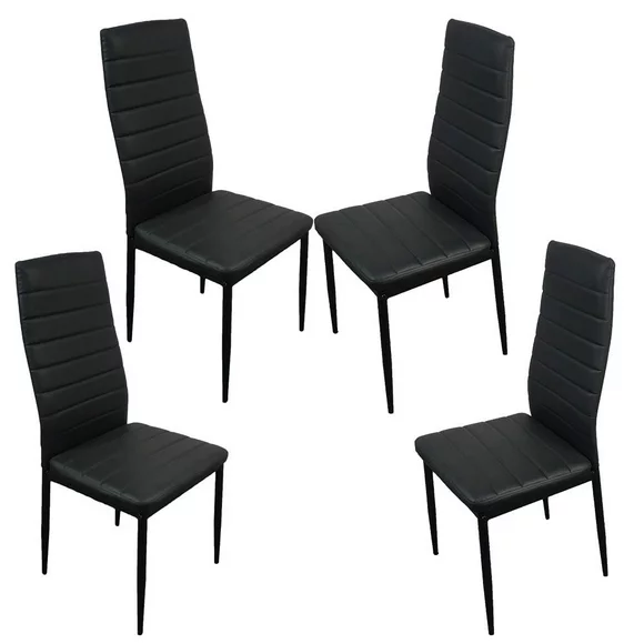 Ktaxon Lot 4 Cozy Dining Side Chairs PU Leather Home Modern Furniture Design Black