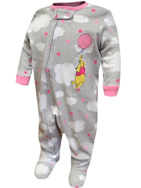 Disney Winne The Pooh Baby Girls' Footed Coverall (Newborn)