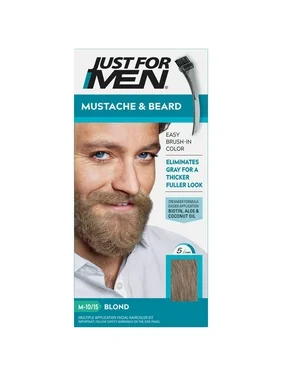 Just For Men Mustache & Beard, Beard Coloring for Gray Hair with Brush Included, Blond, M-10/15