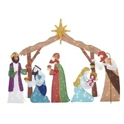 Home Accents Holiday 6FT Toasty Tinsel LED Nativity Scene
