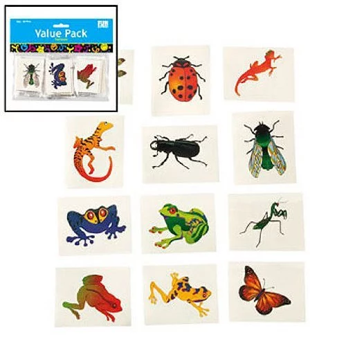 Insect & Reptile Tattoos (6Dz) - Apparel Accessories - 72 Pieces