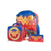 DC Comics Girls Wonder Woman Backpack 16" Detachable Lunch Bag Pencil Case 3Pcs