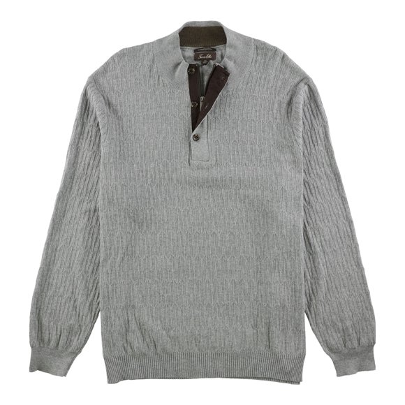 Tasso Elba Mens Mock Neck Textured Pullover Sweater, Grey, XX-Large