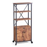 Better Homes & Gardens Rustic Country Library 2 Shelf Bookcase with Doors, Weathered Pine Finish