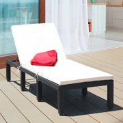 Costway Costway Patio Rattan Lounge Chair Chaise Couch Cushioned Height Adjustable Pool Garden White