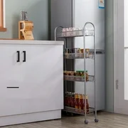 AUGIENB Mobile Shelving Unit Slim Slide Out Storage Tower Pull out Pantry Shelves Cart with 4 Storage Baskets on Wheels for Kitchen Bathroom Bedroom Laundry Room Narrow Places