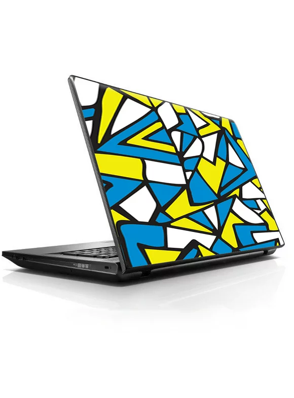 Laptop Notebook Universal Skin Decal Fits 13.3" to 15.6" / Stained Glass Abstract Blue Yellow
