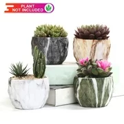 Modern Style Marbling Ceramic Flower Pot Succulent/Cactus Planter Pots Container Bonsai Planters with Hole 3.35 Inch Perfect Gift Idea(4 in Set)