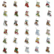 Bucilla Counted Cross Stitch Ornament Kit by Plaid, More Tiny Stockings, Set of 30, each approx. 2 1/2 " x 3"