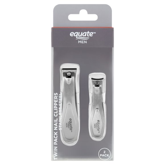 Equate Men Stainless Steel Nail Clippers Twin Pack