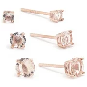 Marisol & Poppy 14kt Rose Gold Plate Over Fine Sterling Silver Synthetic Morganite Stud Earring Set