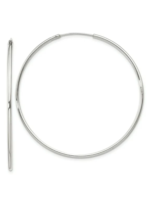 Sterling Silver 1.30mm Endless Hoop Earrings (1.7IN Diameter )
