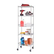 HSS 18"Dx24"Wx75"H, 5 Tier Wire Shelving Tower Rack with 3" Casters, Chrome