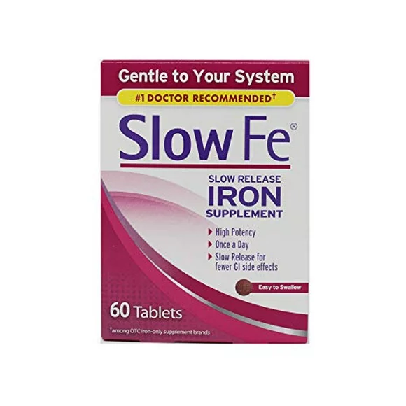 Slow Fe Iron Supplement for Iron Deficiency & High Potency, 45mg - 60 Tablets