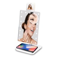 Vivitar Makeup Mirror 10x Magnification with Bluetooth Speakers and Qi Wireless Charging