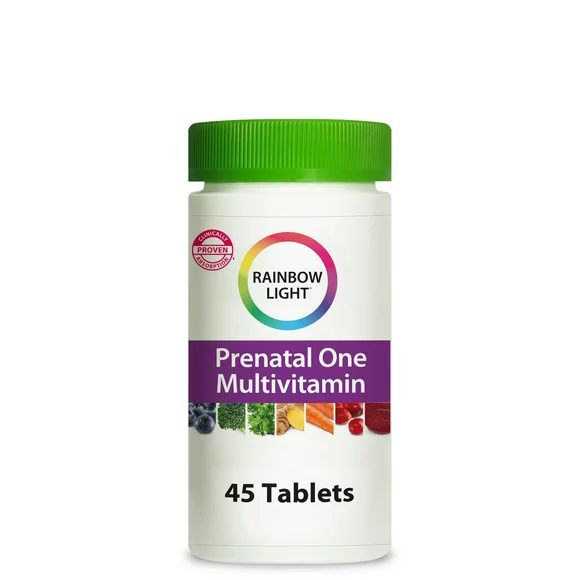 Rainbow Light Prenatal One High Potency Multivitamin, with Folate, Calcium and Iron, 45 Tablets