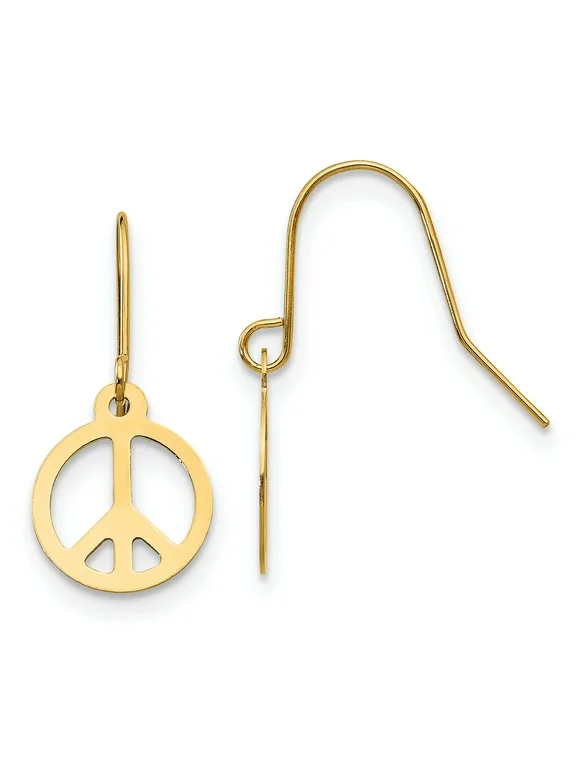 14k Peace Sign Dangle Earrings