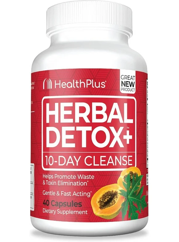 Health Plus Herbal Detox+ (10-Day Cleanse), 40 Capsules, 20 Servings